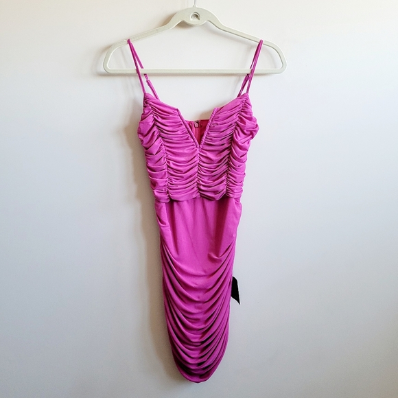 Lulus Here and Wow Magenta Ruched Bodycon Mini Dress - Picture 5 of 11